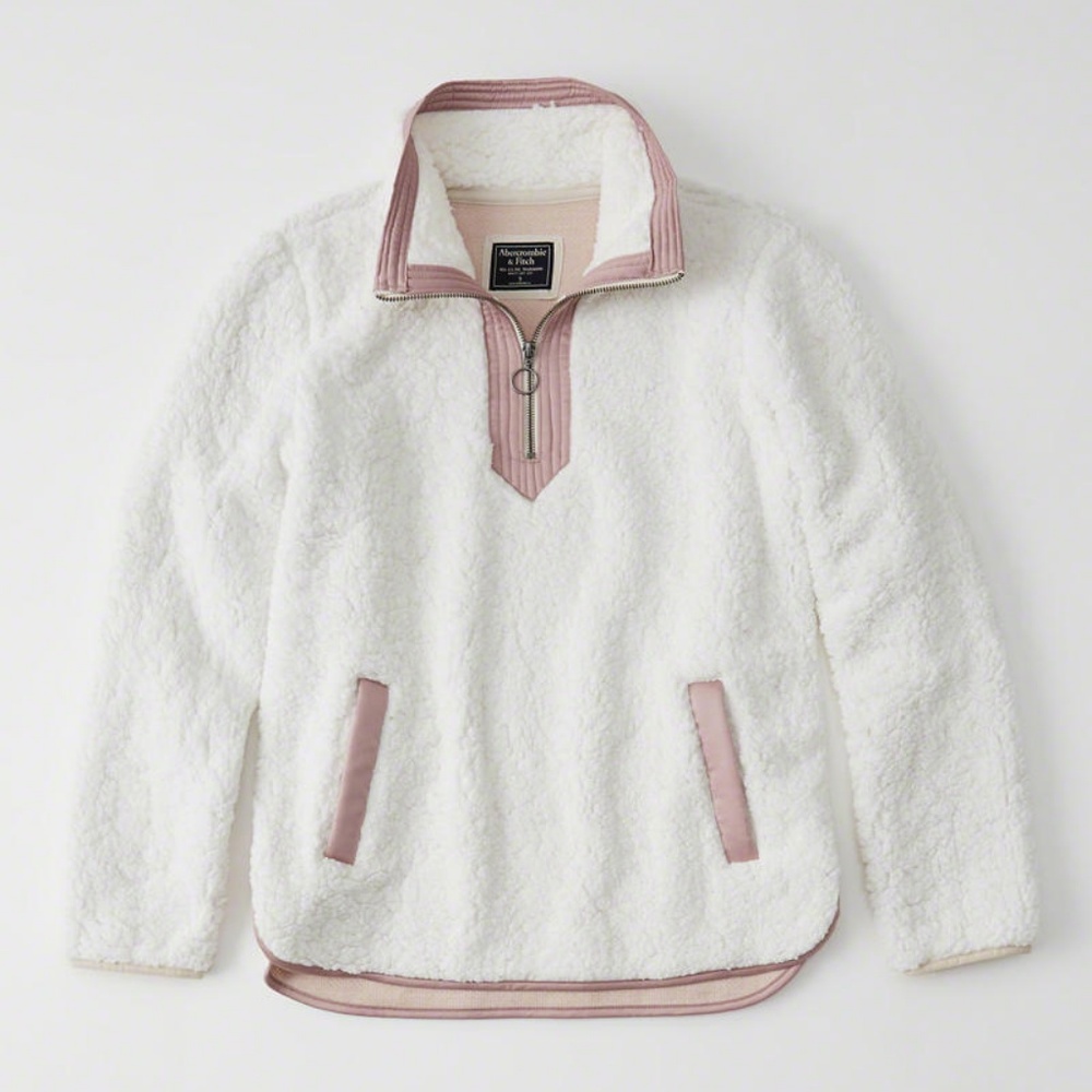 NWT Abercrombie White Sherpa Pullover